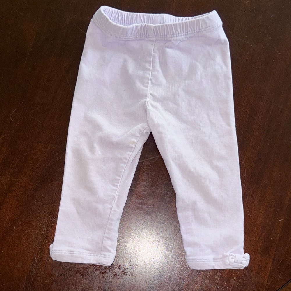 Janie and Jack lavender Bow-Trim Cotton Leggings with Ankle Bows